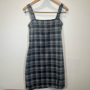 Y2k 90s Plaid Black and White Stretch Mini Dress shift